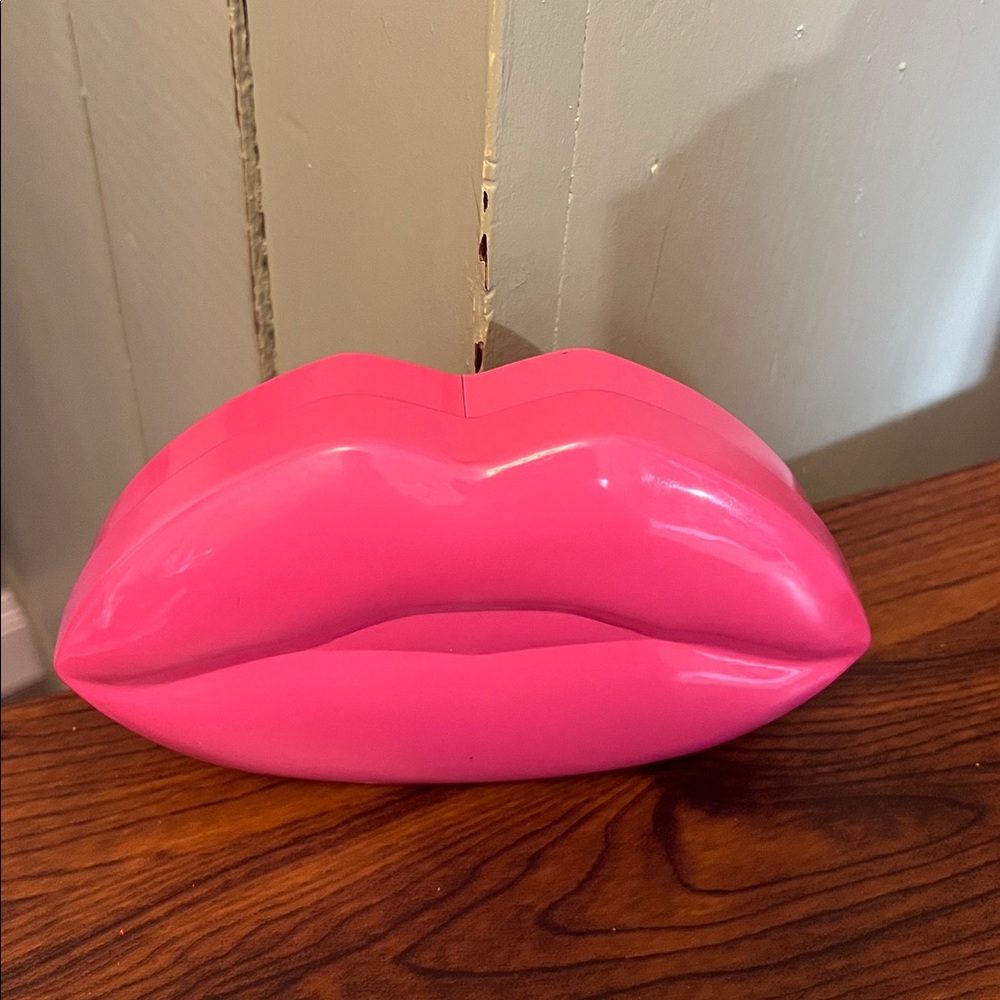 Pink Lip-Shaped Decorative Container - Picture 2 of 4